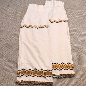 Sears Cream and Gold Curtains Zig Zag Set Of FOUR for 2 Windows